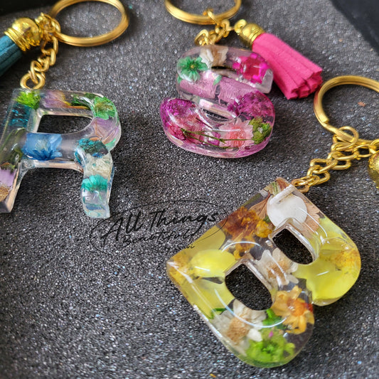Floral/Ocean inspired Alphabet Keychain