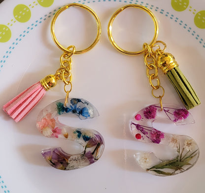 Floral/Ocean inspired Alphabet Keychain