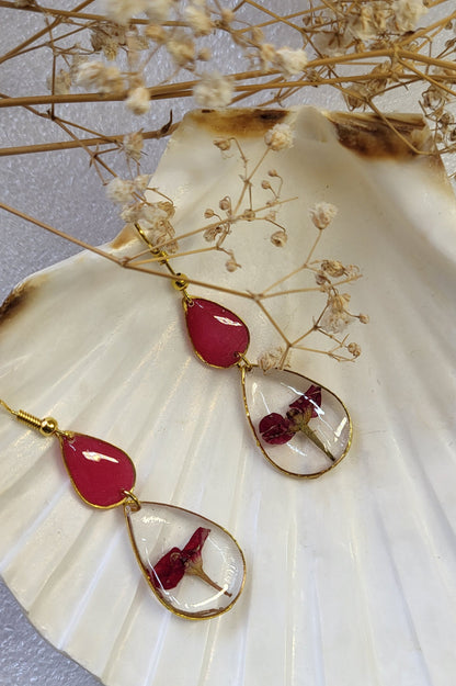 Red Mili Teardrop Earrings