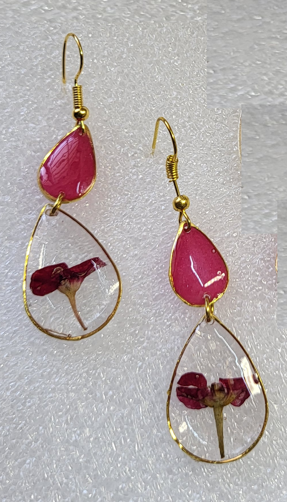 Red Mili Teardrop Earrings