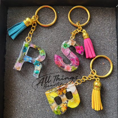 Floral/Ocean inspired Alphabet Keychain