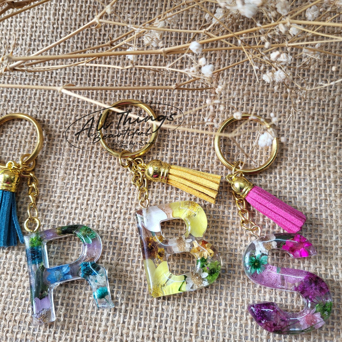 Floral/Ocean inspired Alphabet Keychain