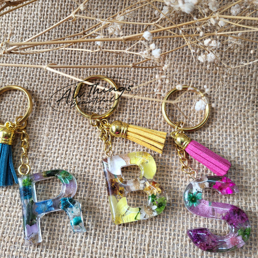 Floral/Ocean inspired Alphabet Keychain