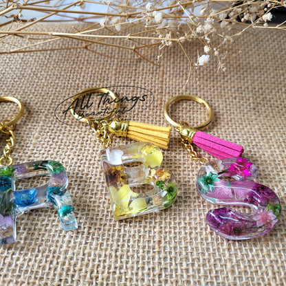 Floral/Ocean inspired Alphabet Keychain