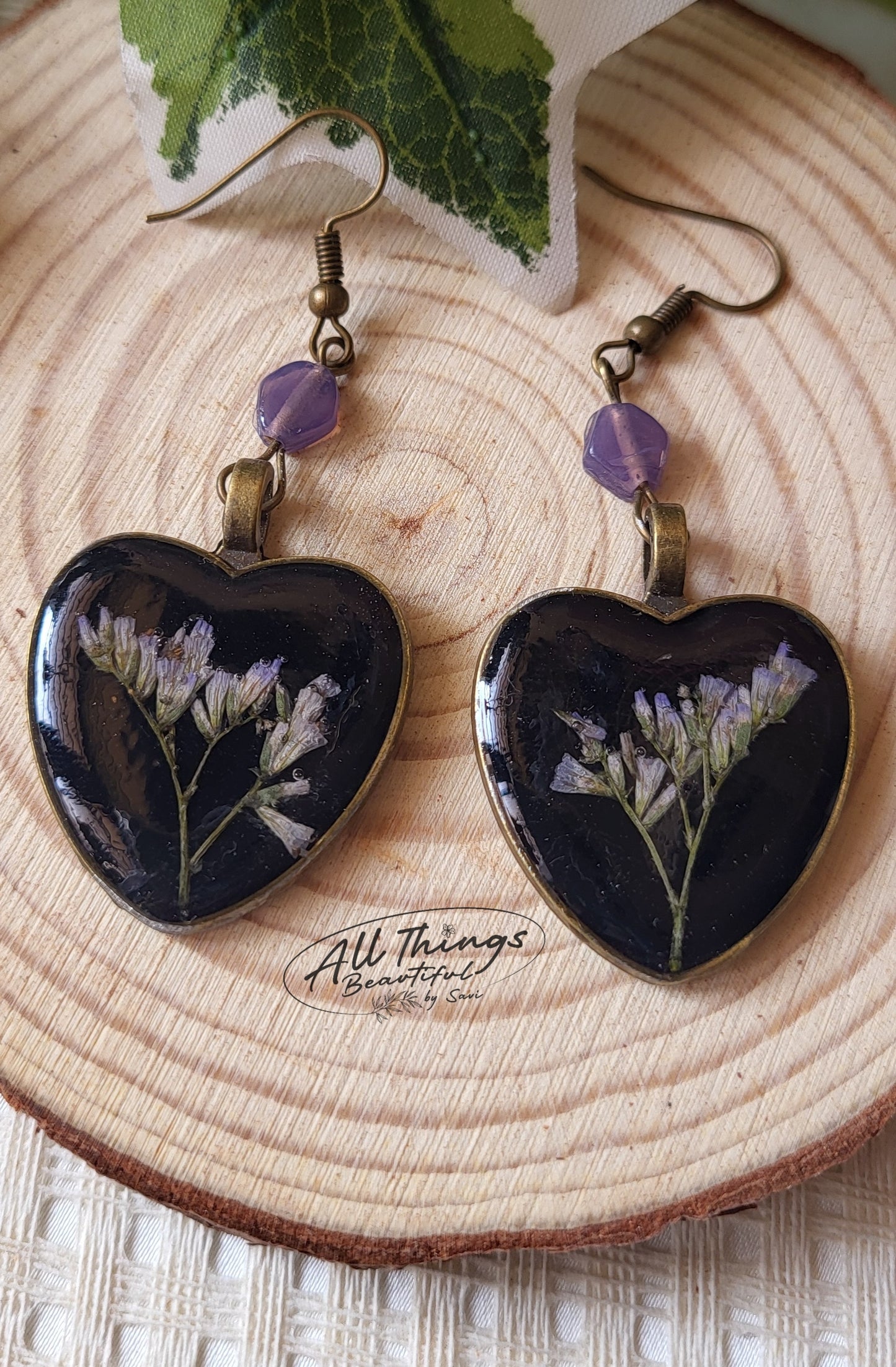 Lavender Heart Earring