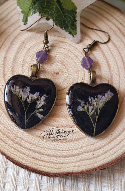 Lavender Heart Earring