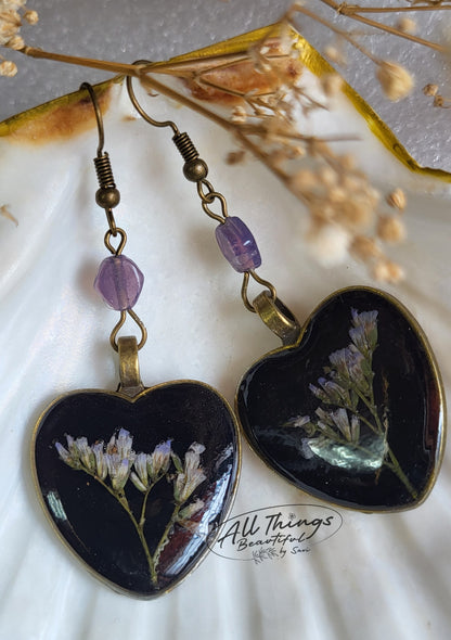 Lavender Heart Earring
