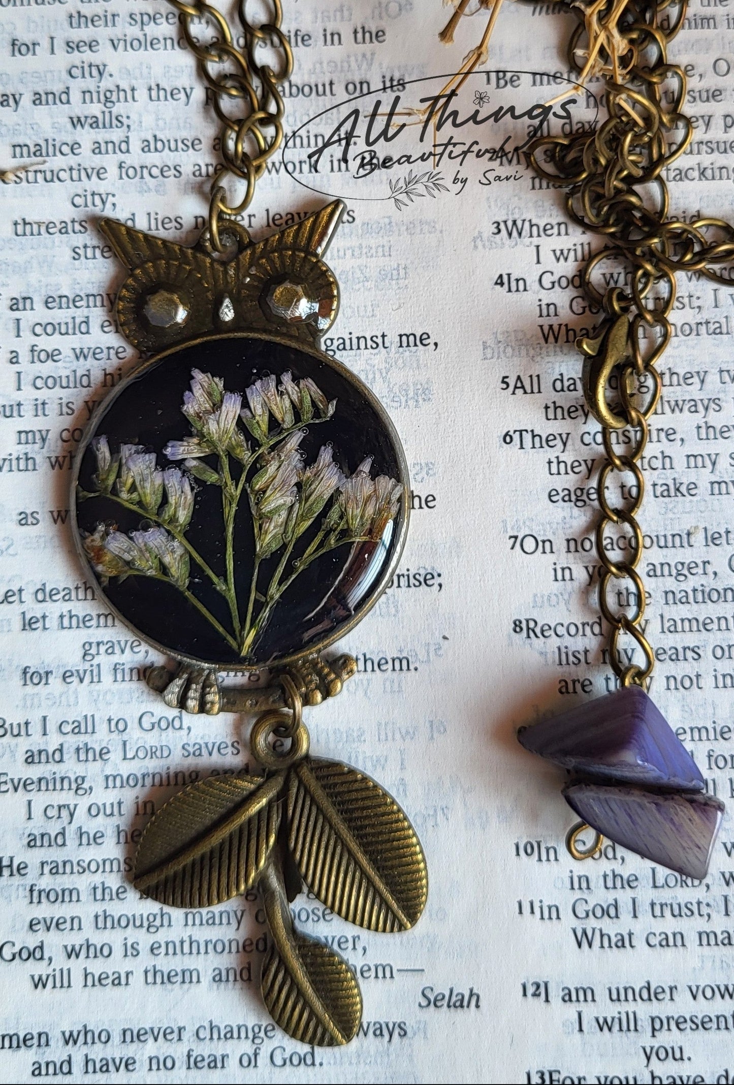 Lavender Owl Pendant