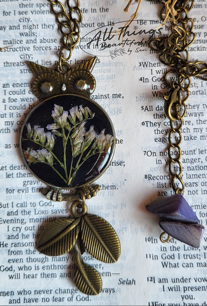 Lavender Owl Pendant