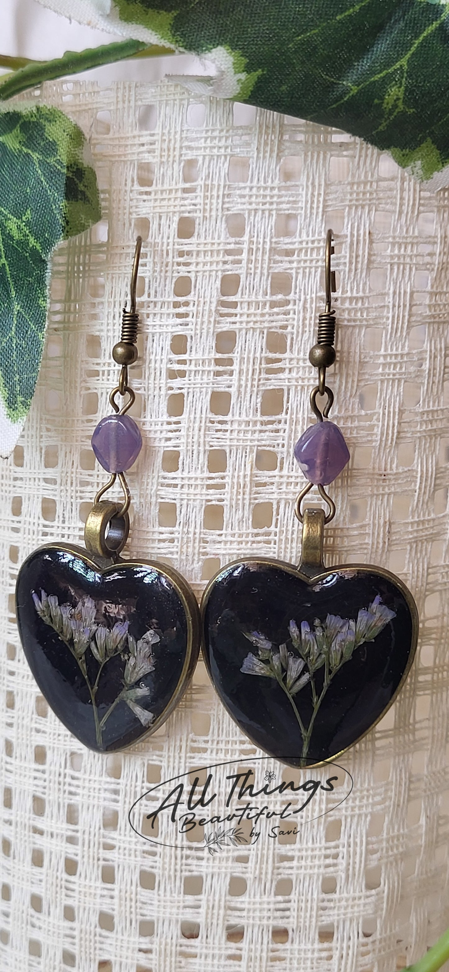 Lavender Heart Earring