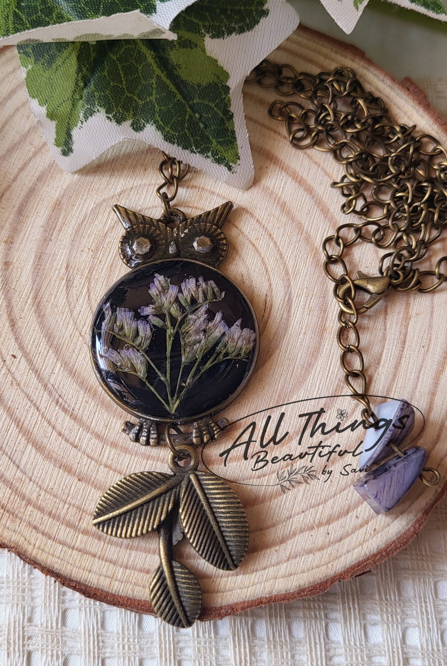 Lavender Owl Pendant
