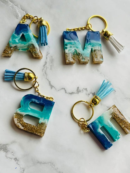 Floral/Ocean inspired Alphabet Keychain
