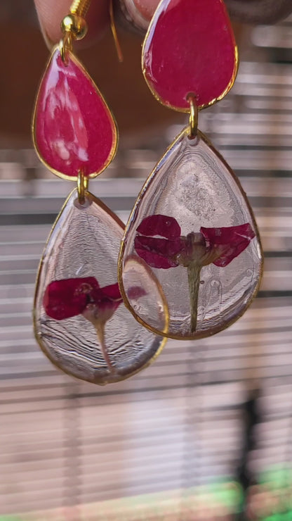 Red Mili Teardrop Earrings